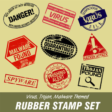 Virus and Trojan Themed Rubber Stamp Set