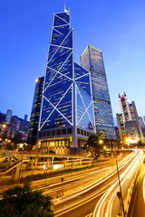 Foto op Plexiglas Hong Kong with traffic trail © leungchopan