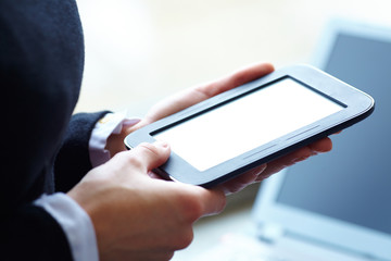 woman with pc tablet