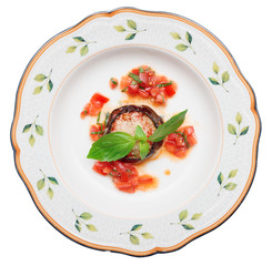 Eggplant with cheese and tomato