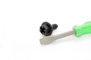 Toy plastic tools isolated on white background