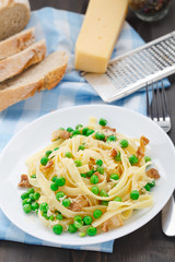 Pasta with peas and bacon