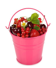 Various berries in a bucket