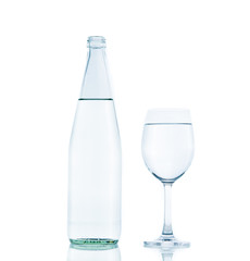 Bottle and Glass water clear isolate