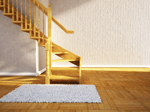 room with a wooden ladder