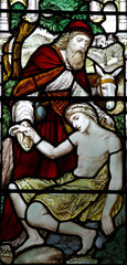 Obraz premium The Good Samaritan in stained glass