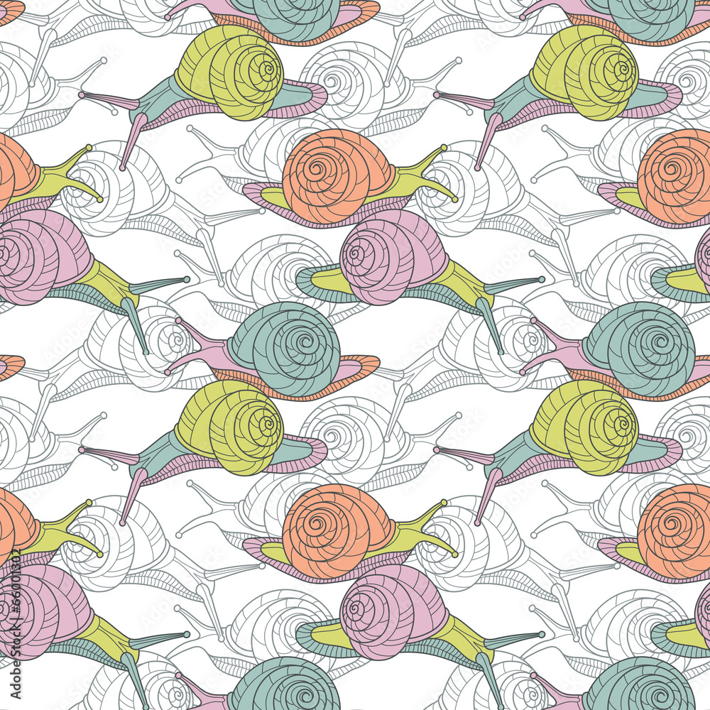 Poster snails seamless pattern