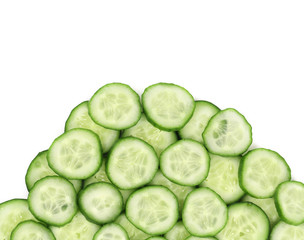 Close up of cut cucumbers.