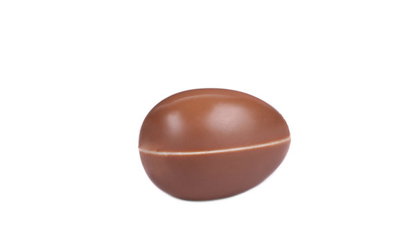Chocolate egg on white background.