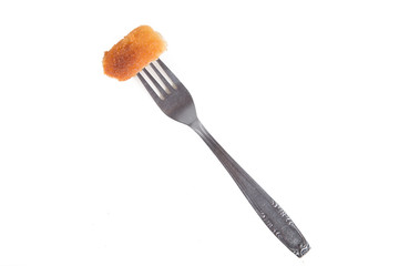 croquette on fork punctured