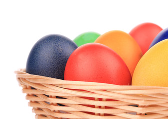 Easter eggs in a basket.