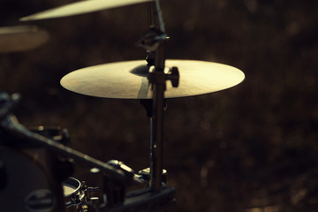 Fototapeta na wymiar Close up hi-hat on a drum set