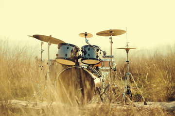Drum set in the field