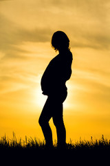 Silhouette pregnant woman