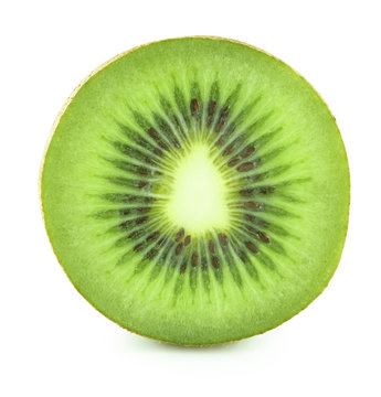 Round kiwi slice isolated on white background