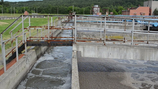 oxygenation basin pool wastewater of old sewage cleanment plant