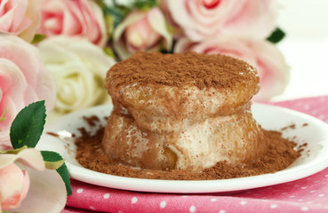 Yummy chocolate cake close-up