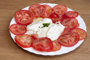 Caprese:mozzarella and tomato salad