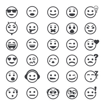 Great set of vector icons with smiley faces