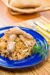 Porzione di risotto con cicale
