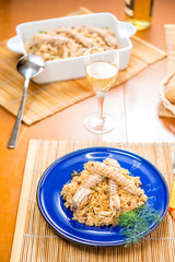 Porzione di risotto con cicale