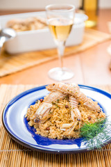 Porzione di risotto con cicale