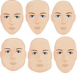 Set of 6 most common head shapes