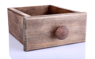 Decorative old wooden crate, isolated on white