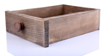 Decorative old wooden crate, isolated on white