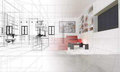 Appartamento, Rendering 3d progetto, interni - 66014183
