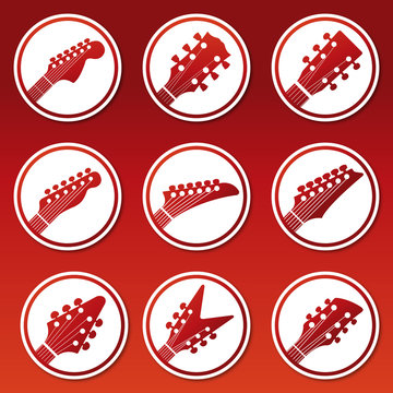 guitar icons sticker  vector