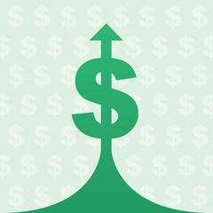 Dollar symbol with arrow stretching up