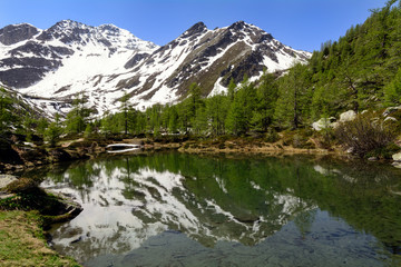 Fototapeta na wymiar Lago glaciale d'Arpy - Morgex - Valle d'Aosta