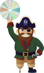 Pirate holding a music or movie DVD