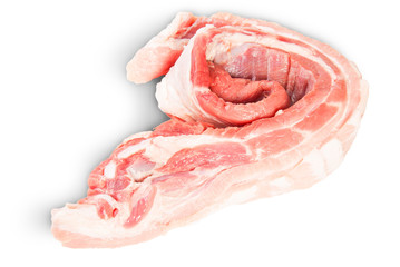 Raw Pork Ribs In The Expanded Roll