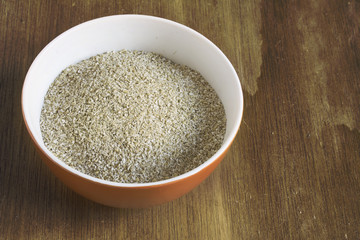 bran in orange bowl