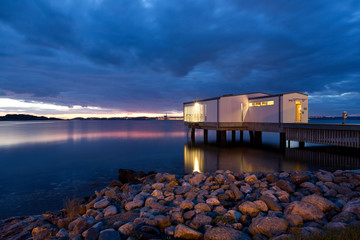Bath house on a pier in Fiskebackskil, Sweden