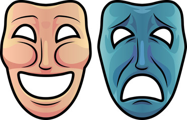 Happy and sad theater masks