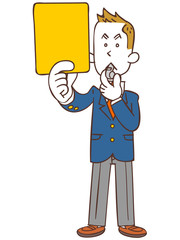 イエローカードを出す男子学生