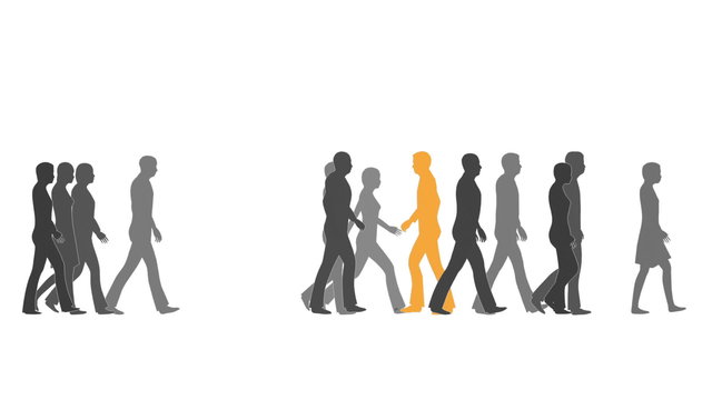 Walking people in crowd