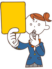 イエローカードを出す女子学生