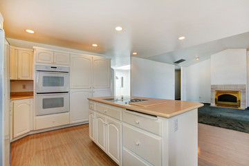House interior. White kitchen room