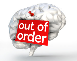 mental problem out of order red sign on human brain
