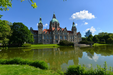 Obraz premium Neues Rathaus Hannover, Maschpark, Niedersachsen