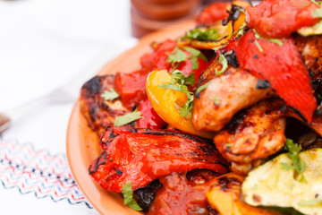 grilled vegetables and chicken
