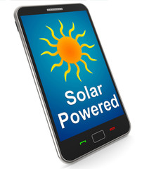 Solar Powered On Mobile Shows Alternative Energy And Sunlight