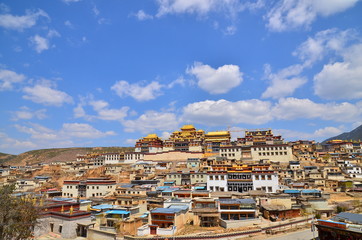 Fototapeta na wymiar Tibetan Temple on the Hill in Shangrila, China
