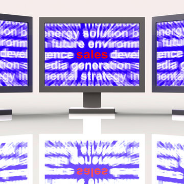 Sales Monitors Shows Marketing Selling Products To Consumers