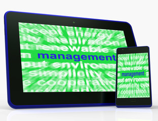 Management Tablet Shows Authority Administration And Governing