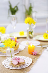 Fototapeta na wymiar Beautiful holiday Easter table setting
